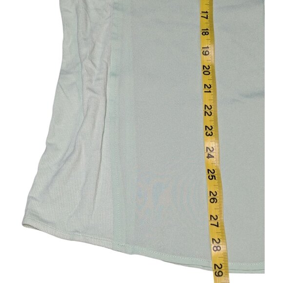 Calvin Klein Women's Mint Green Button-Up Blouse with Roll Tab Sleeves - Picture 7 of 12